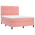 vidaXL Sommier à lattes de lit avec matelas Rose 140x200 cm Velours