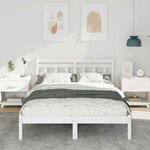 vidaXL Cadre de lit avec tête de lit Blanc Bois de pin
