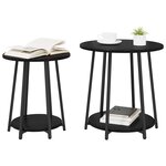 vidaXL Ensemble de tables d'appoint avec étagère 2 Pièces Chêne noir