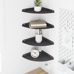 vidaXL Étagère Flottante d'Angle 4 pc Noir 24 x 24 x 2 cm