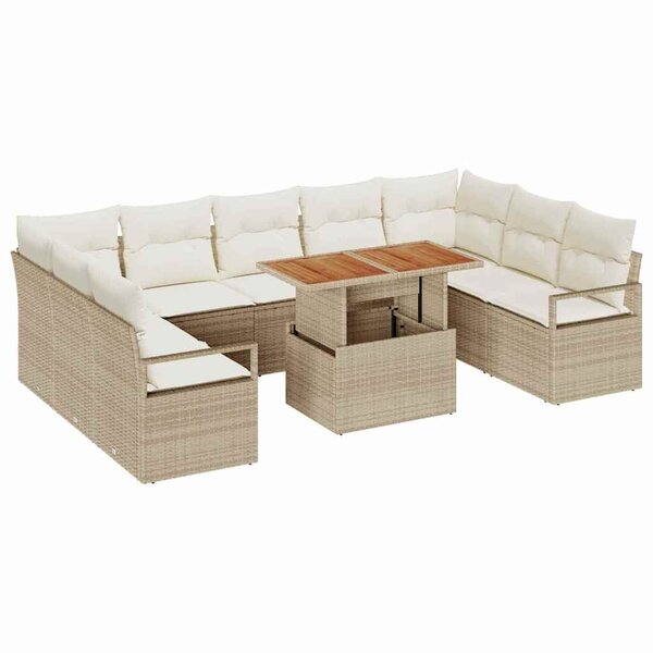 vidaXL Ensemble de canapé de jardin avec coussin 10 Pièces Beige  Crème