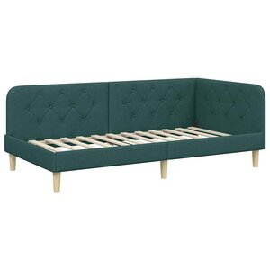 vidaXL Cadre de lit d'angle Vert foncé 90 x 190 cm tissu
