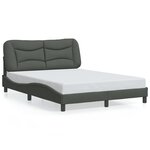 vidaXL Cadre de lit avec LED sans matelas Hvar gris foncé 140x200 cm tissu