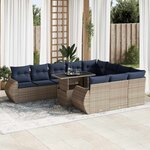 vidaXL Ensemble de canapés de jardin 11 Pièces et coussins rotin acacia