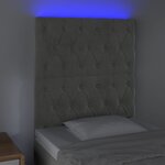 vidaXL Tête de lit à LED Gris clair 80x7x118/128 cm Velours