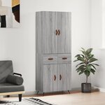 vidaXL Buffet haut Sonoma gris 69 5x34x180 cm Bois d'ingénierie