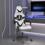 vidaXL Chaise de jeu pivotante Blanc et noir Similicuir