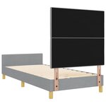 vidaXL Cadre de lit avec tête de lit Gris clair 90 x 190 cm tissu