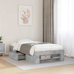 vidaXL Cadre de lit sans matelas gris béton 100x200 cm bois ingénierie