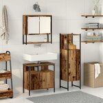 vidaXL Ensemble de mobilier de salle de bain avec porte 3 Pièces Marron