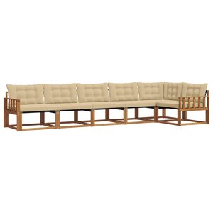 vidaXL Ensemble de canapés d'extérieur 6 pc Naturel et Beige