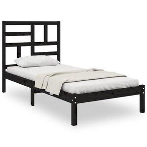 vidaXL Cadre de lit sans matelas noir bois massif 100x200 cm