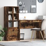vidaXL Bureau avec rangement Chêne fumé Bois d'ingénierie