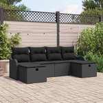 vidaXL Ensemble de Canapés avec coussin 6 Pièces Noir polyrotin