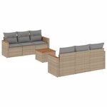 vidaXL Salon de jardin avec coussins 7 Pièces beige résine tressée