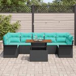 vidaXL Ensemble de canapé de jardin 8 Pièces Noir et Bleu polyrotin