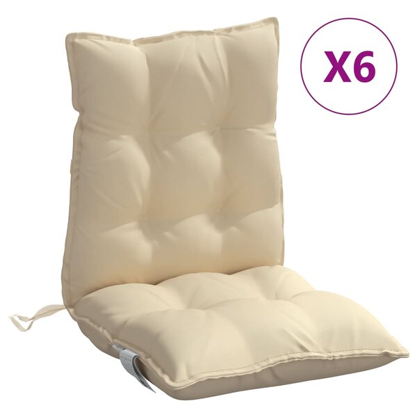 vidaXL Coussins de chaise à dossier bas lot de 6 beige tissu oxford