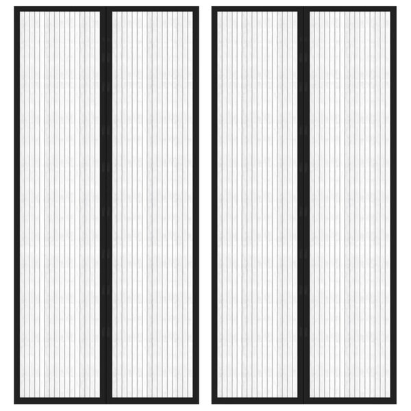vidaXL Rideaux de porte anti-insectes 2 Pièces avec aimants noir 210x90cm