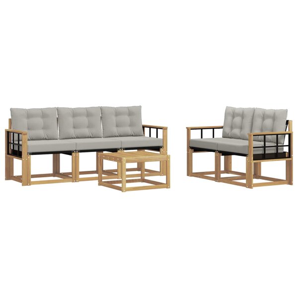 vidaXL Ensemble de canapés d'extérieur 6 pc Blanc et gris clair