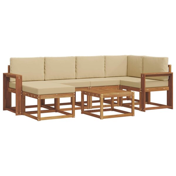 vidaXL Ensemble de canapés d'extérieur 7 pc Naturel et Beige