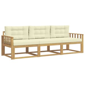 vidaXL Ensemble de canapés d'extérieur 3 pc Blanc et crème Polyester