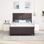 vidaXL Lit à ressorts avec matelas et LED - Marron foncé  140 x 190 cm  Tissu