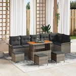 vidaXL Ensemble de canapé de jardin 10 Pièces Gris polyrotin