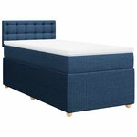 vidaXL Sommier à lattes de lit avec matelas Bleu 90x200 cm Tissu