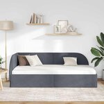 vidaXL Cadre de lit d'angle avec tête de lit Gris foncé 90 cm x 190 cm