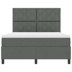 vidaXL Lit à ressorts avec matelas et lumière LED en gris foncé  140 x 190 cm  tissu
