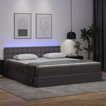 vidaXL Lit avec rangement et LED Gris 200 x 200 cm Cuir synthétique