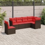 vidaXL Salon de jardin 6 Pièces avec coussins marron résine tressée