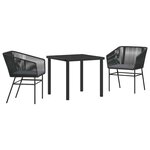 vidaXL Ensemble de salle à manger pour jardin avec coussin 3 Pièces Noir