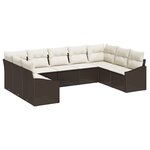 vidaXL Ensemble de Dîner de Jardin de 9 Pièces avec Coussins en Rattan Brun
