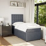vidaXL Sommier à lattes de lit et matelas Gris foncé 90x200 cm Velours