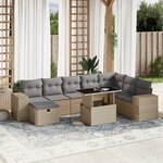 vidaXL Salon de jardin avec coussins 9 Pièces beige résine tressée