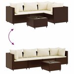 vidaXL Salon de jardin 5 Pièces avec coussins Marron Résine tressée