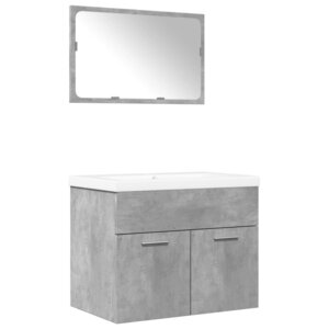 vidaXL Ensemble de meubles de salle de bain 3 Pièces gris béton