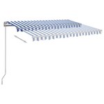 vidaXL Auvent rétractable automatique et poteaux 3x2 5 m Bleu et blanc