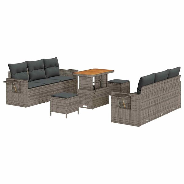 vidaXL Ensemble de canapé de jardin Manuel 9 Pièces Gris 90 x 55 x 71 cm
