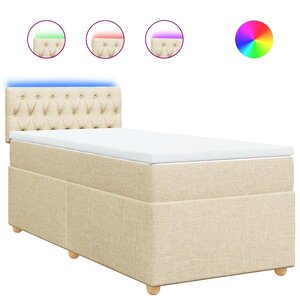 vidaXL Sommier à lattes de lit avec matelas Crème 80x200 cm Tissu