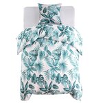 Vidaxl jeu de housse de couette feuilles vert 140x200/60x70 cm