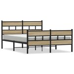 vidaXL Cadre de lit en métal sans matelas chêne sonoma 150x200 cm