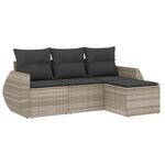 vidaXL Salon de jardin 4 Pièces avec coussins gris clair résine tressée