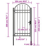 vidaXL Portail de jardin avec dessus arqué Acier 100x250 cm Noir