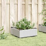 vidaXL Jardinière avec piquets blanc 42 5x42 5x28 5 cm PP