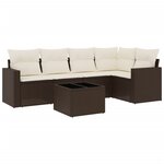 vidaXL Salon de jardin avec coussins 6 Pièces marron résine tressée