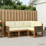 vidaXL Ensemble de canapés d'extérieur 4 pc Naturel et Crème Polyester