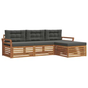 vidaXL Ensemble de canapés d'extérieur 4 pc Naturel et Anthracite