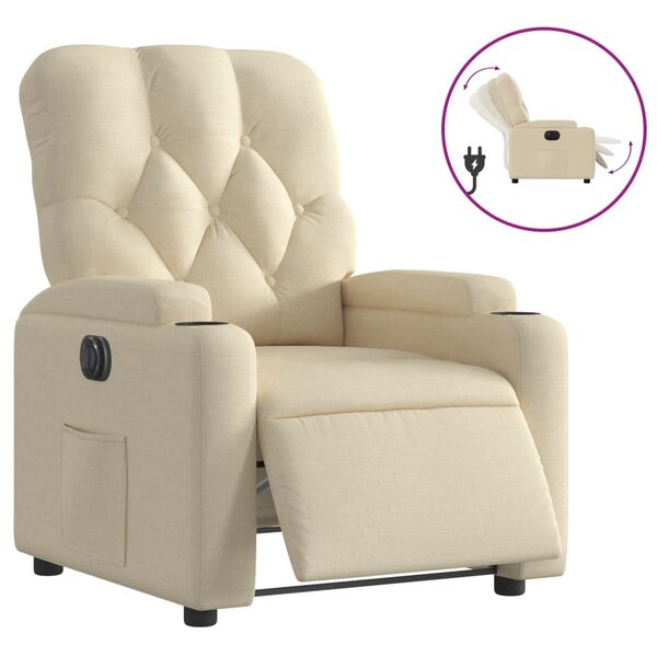 vidaXL Fauteuil inclinable électrique Crème Tissu